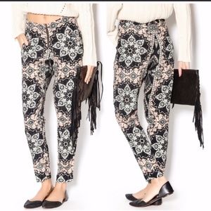Cleobella Bohemian Printed Zip-Front Pants Tapered
